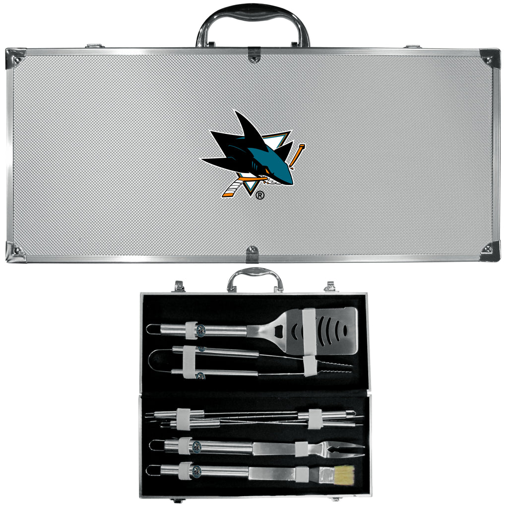 San Jose Sharks® 8 pc BBQ Set - Stainless Steel w/Metal Case