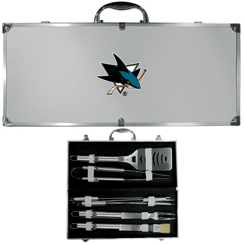 San Jose Sharks® 8 pc BBQ Set - Stainless Steel w/Metal Case
