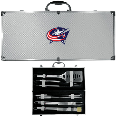 Columbus Blue Jackets® 8 pc BBQ Set - Stainless Steel w/Metal Case
