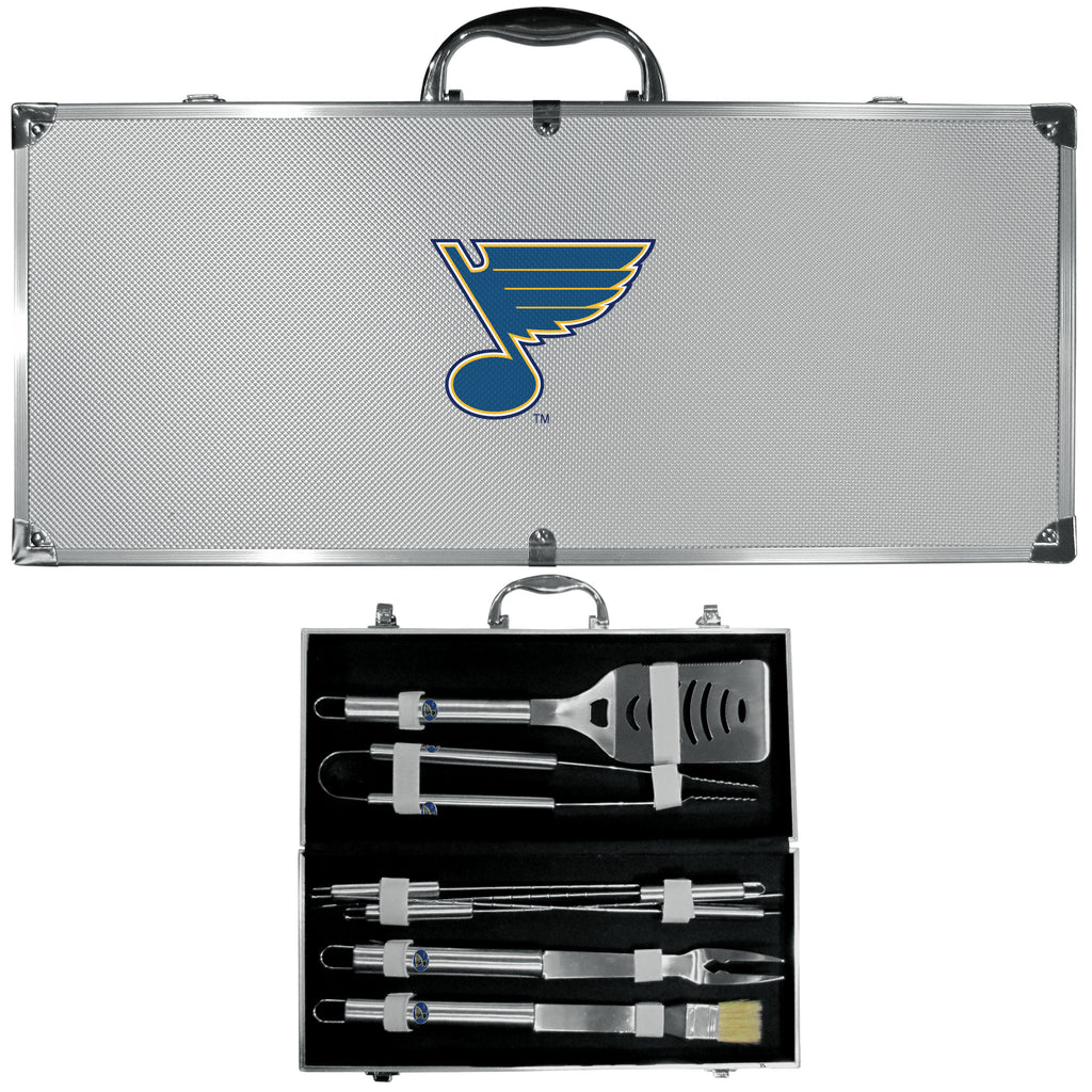 St. Louis Blues® 8 pc BBQ Set - Stainless Steel w/Metal Case