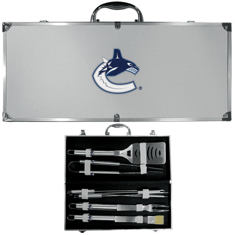 Vancouver Canucks® 8 pc BBQ Set - Stainless Steel w/Metal Case