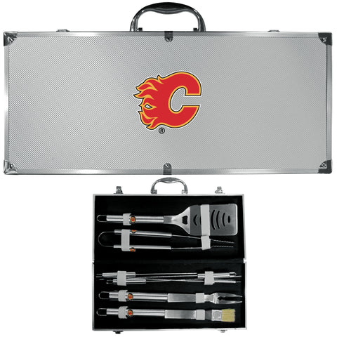 Calgary Flames® 8 pc BBQ Set - Stainless Steel w/Metal Case