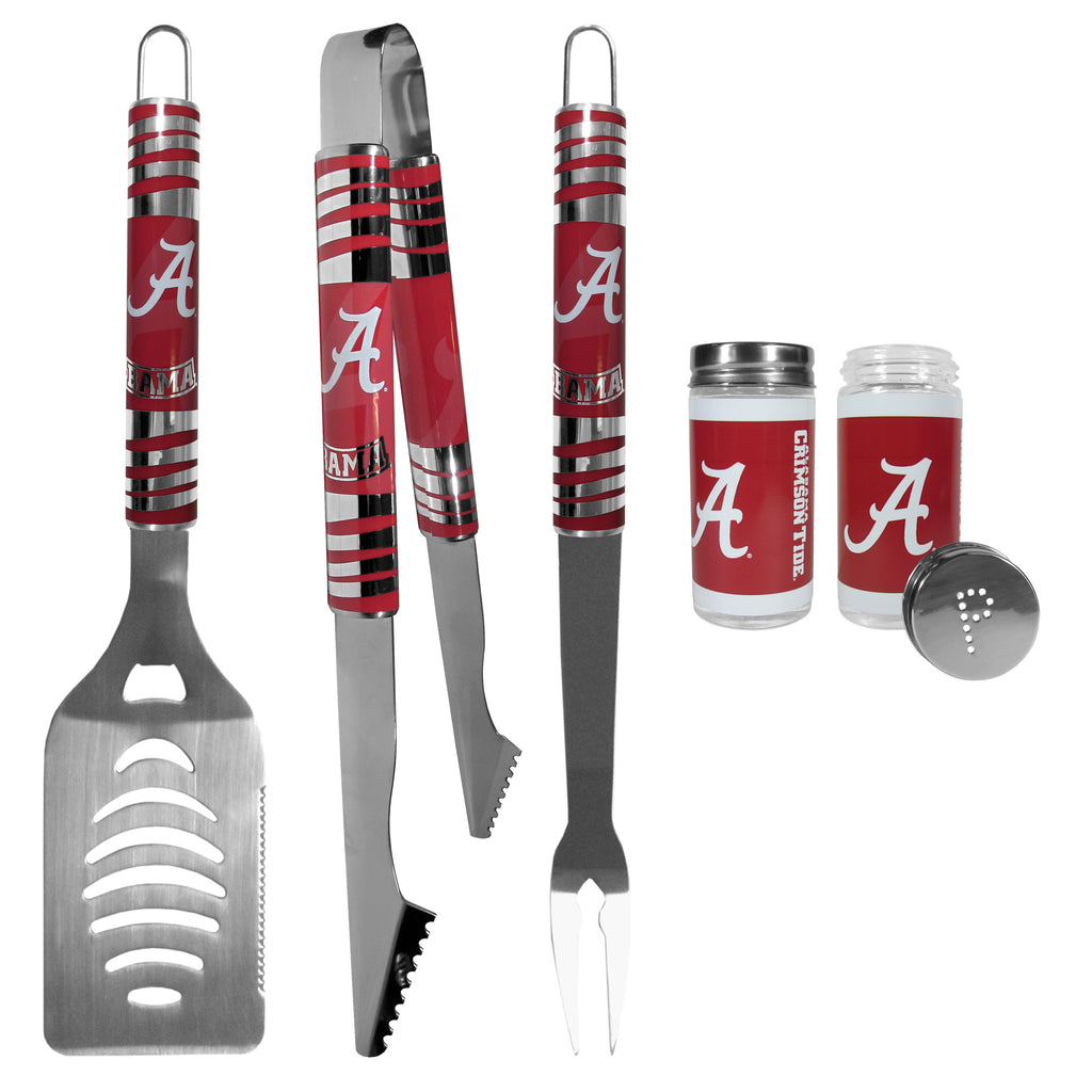 Alabama Crimson Tide   3 pc Tailgater BBQ Set and Salt and Pepper Shaker Set 