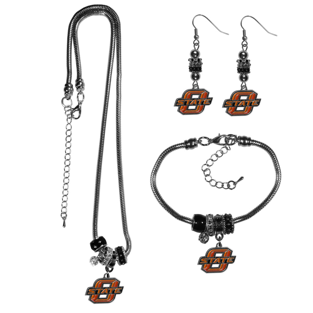 Oklahoma State Cowboys   Euro Bead Jewelry 3 piece Set 