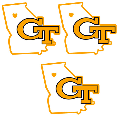 Georgia Tech Yellow Jackets   Home State Decal 3pk 