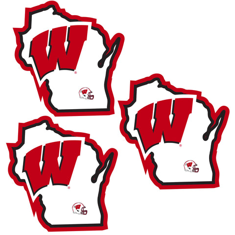 Wisconsin Badgers   Home State Decal 3pk 