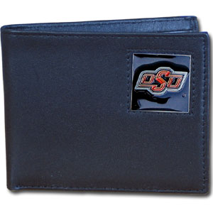 Oklahoma State Cowboys   Leather Bi fold Wallet Packaged in Gift Box 