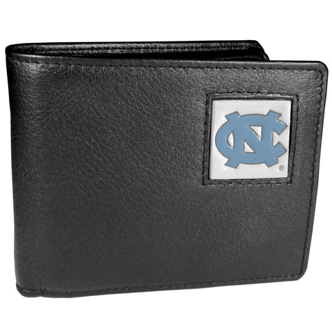 North Carolina Tar Heels   Leather Bi fold Wallet Packaged in Gift Box 