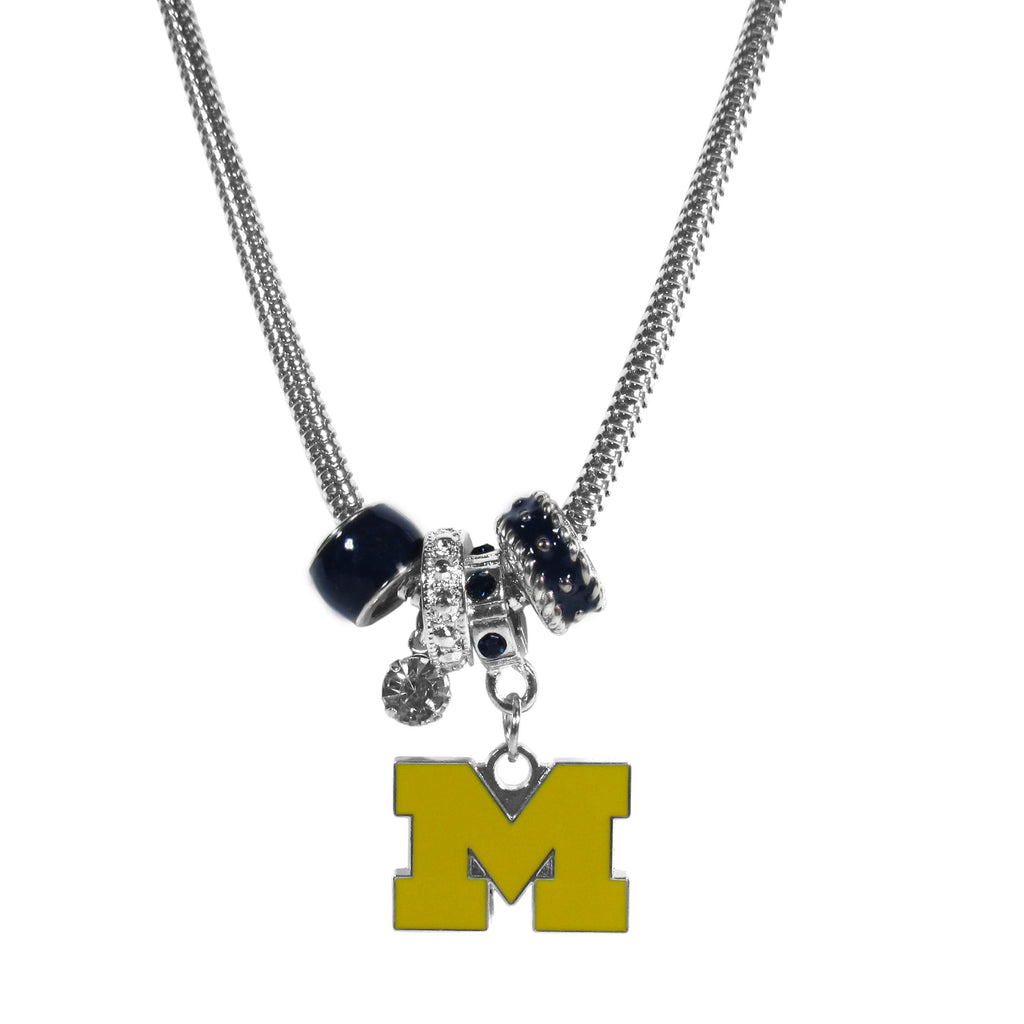 Michigan Wolverines Euro Bead Necklace