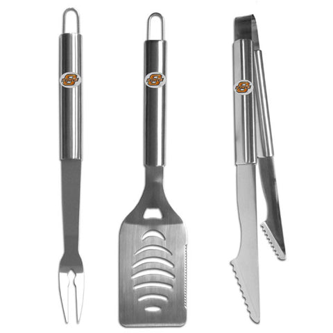 Oklahoma St. Cowboys 3 pc BBQ Set - Stainless Steel