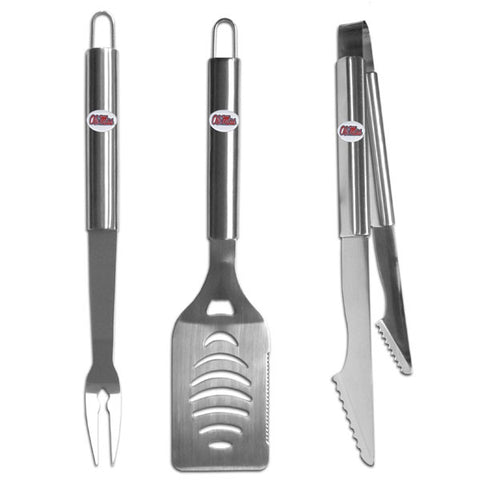 Ole Miss Rebels   3 pc Stainless Steel BBQ Set 