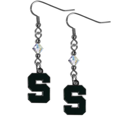 Michigan St. Spartans Crystal Dangle Earrings
