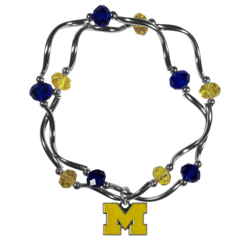 Michigan Wolverines Crystal Bead Bracelet