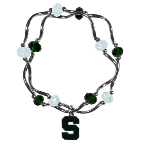 Michigan St. Spartans Crystal Bead Bracelet