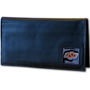Oklahoma State Cowboys   Deluxe Leather Checkbook Cover 