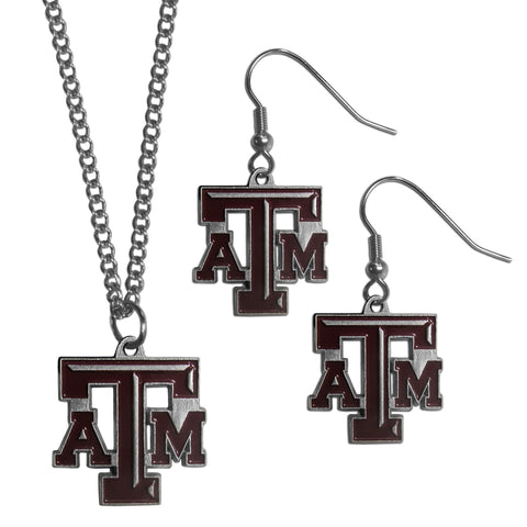 Texas A & M Aggies Dangle Earrings and Chain Necklace Set