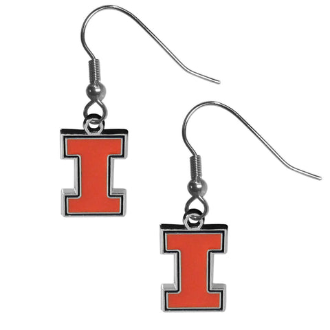 Illinois Fighting Illini   Chrome Dangle Earrings 