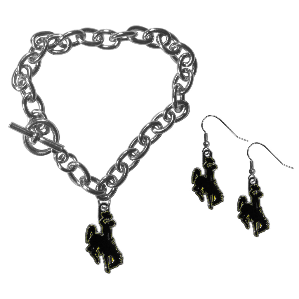 Wyoming Cowboy Chain Bracelet and Dangle Earring Set