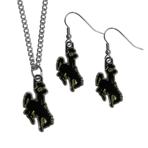 Wyoming Cowboy Dangle Earrings and Chain Necklace Set