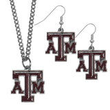 Texas A & M Aggies Dangle Earrings and Chain Necklace Set