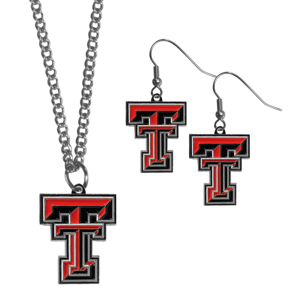 Texas Tech Raiders Dangle Earrings and Chain Necklace Set