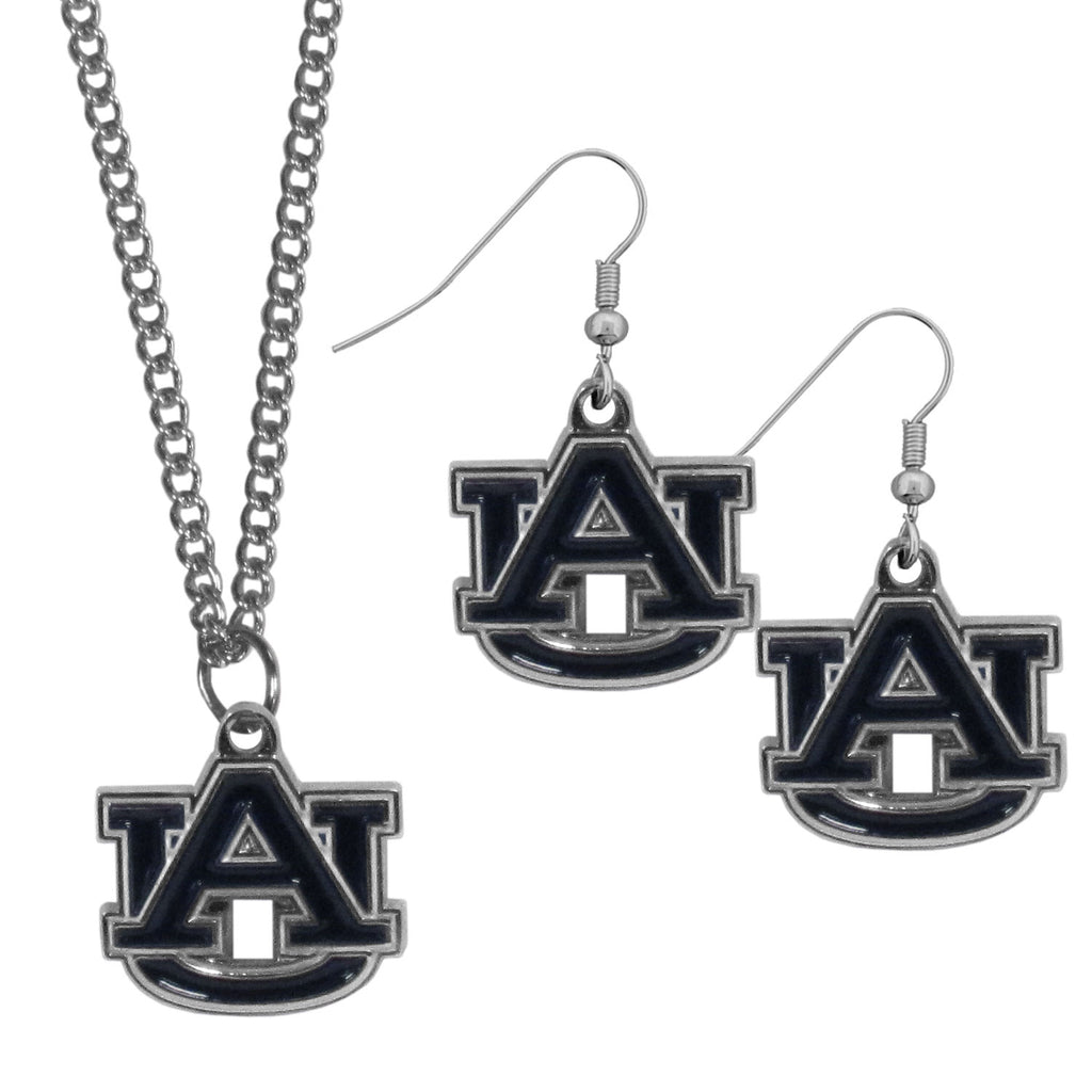 Auburn Tigers Dangle Earrings and Chain Necklace Set