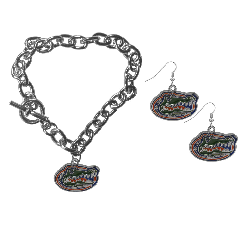 Florida Gators Chain Bracelet and Dangle Earring Set
