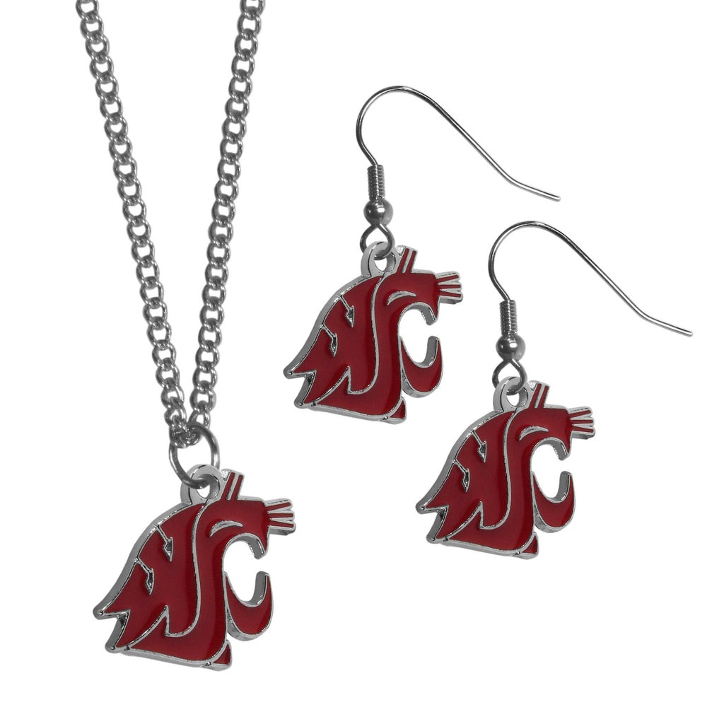 Washington St. Cougars Dangle Earrings and Chain Necklace Set