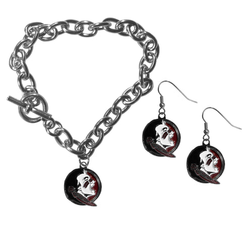 Florida St. Seminoles Chain Bracelet and Dangle Earring Set