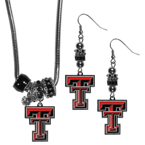 Texas Tech Raiders Euro Bead Earrings and Necklace Set