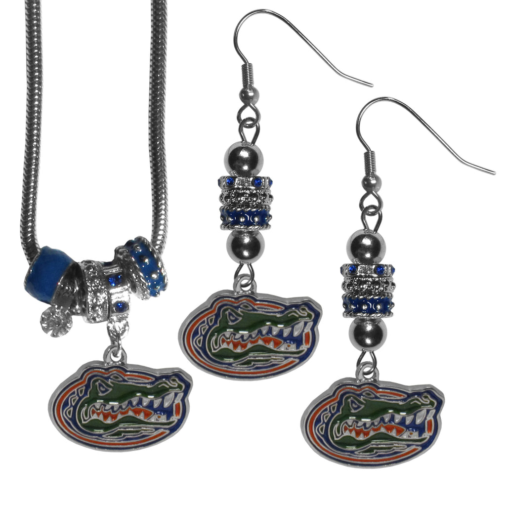 Florida Gators Euro Bead Earrings and Necklace Set