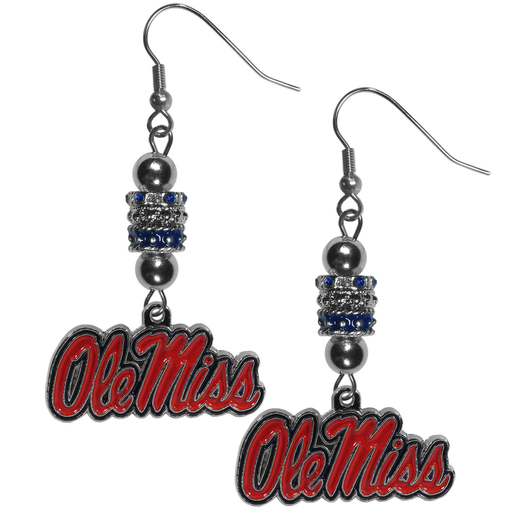 Mississippi Rebels Euro Bead Earrings