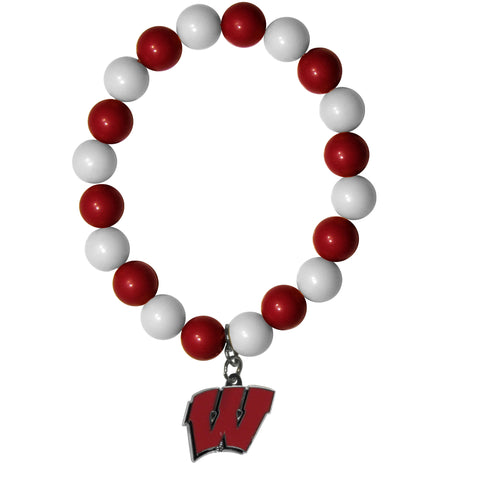 Wisconsin Badgers Fan Bead Bracelet