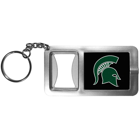 Michigan St. Spartans Flashlight Key Chain with Bottle Opener