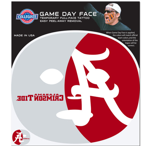 Alabama Crimson Tide Game Face Temporary Tattoo