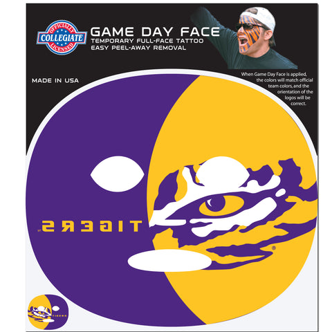 LSU Tigers Game Face Temporary Tattoo