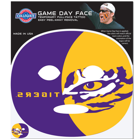 LSU Tigers Game Face Temporary Tattoo