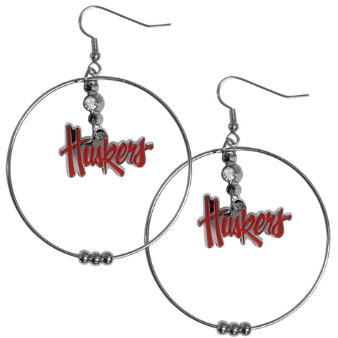 Nebraska Cornhuskers 2 Inch Hoop Earrings