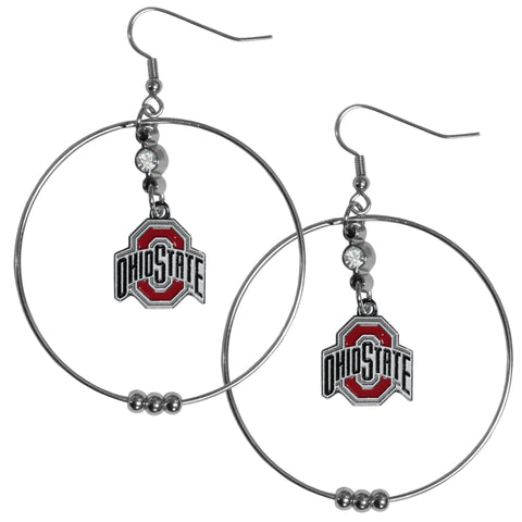 Ohio State Buckeyes   2 Inch Hoop Earrings 