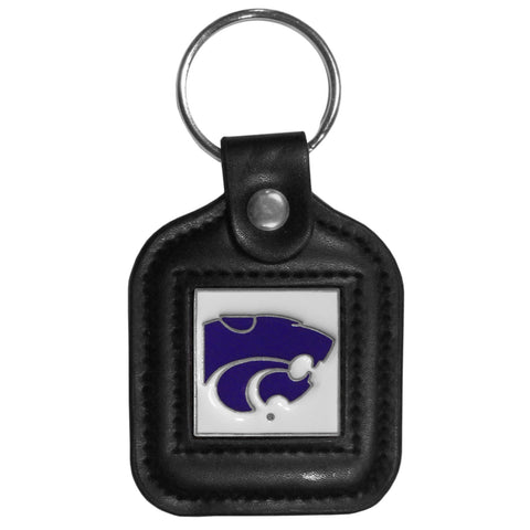 Kansas St. Wildcats Square Leather Key Chain