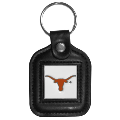 Texas Longhorns Square Leather Key Chain