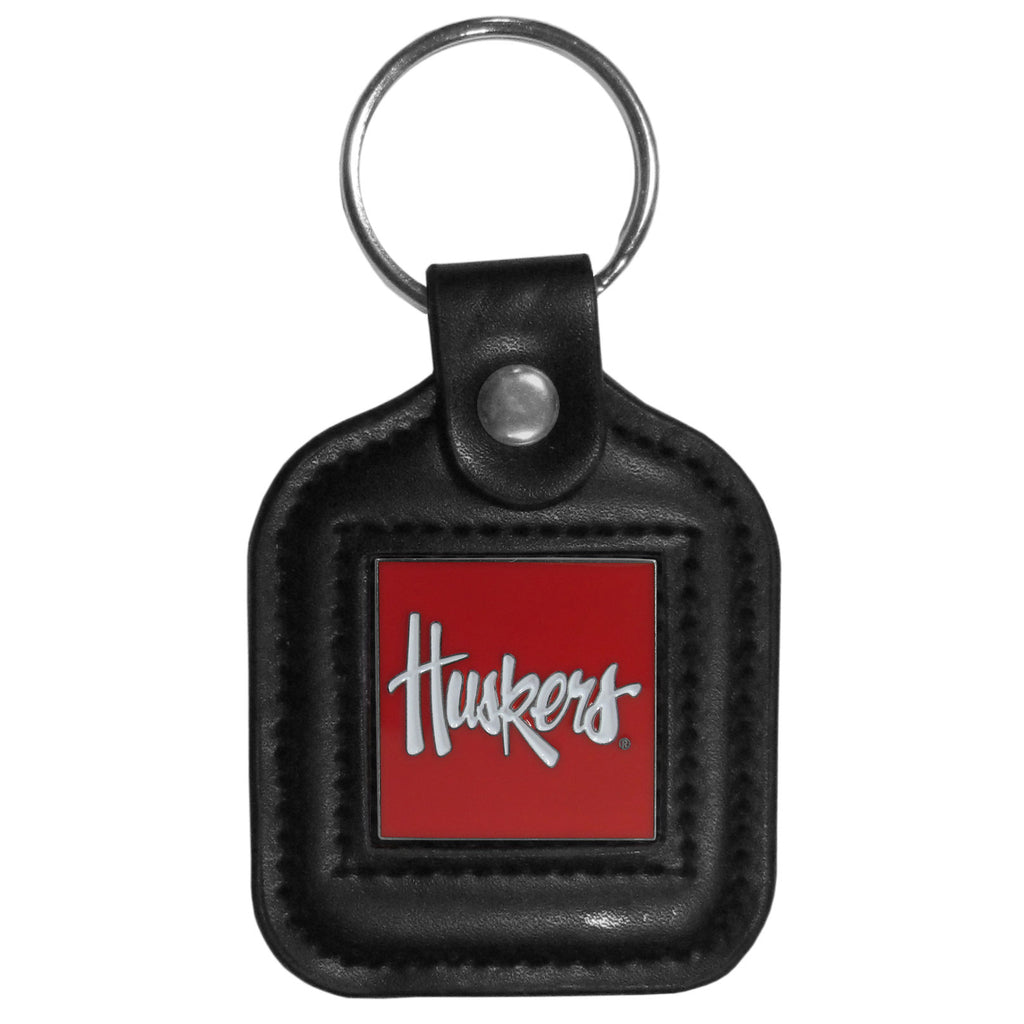 Nebraska Cornhuskers Square Leather Key Chain