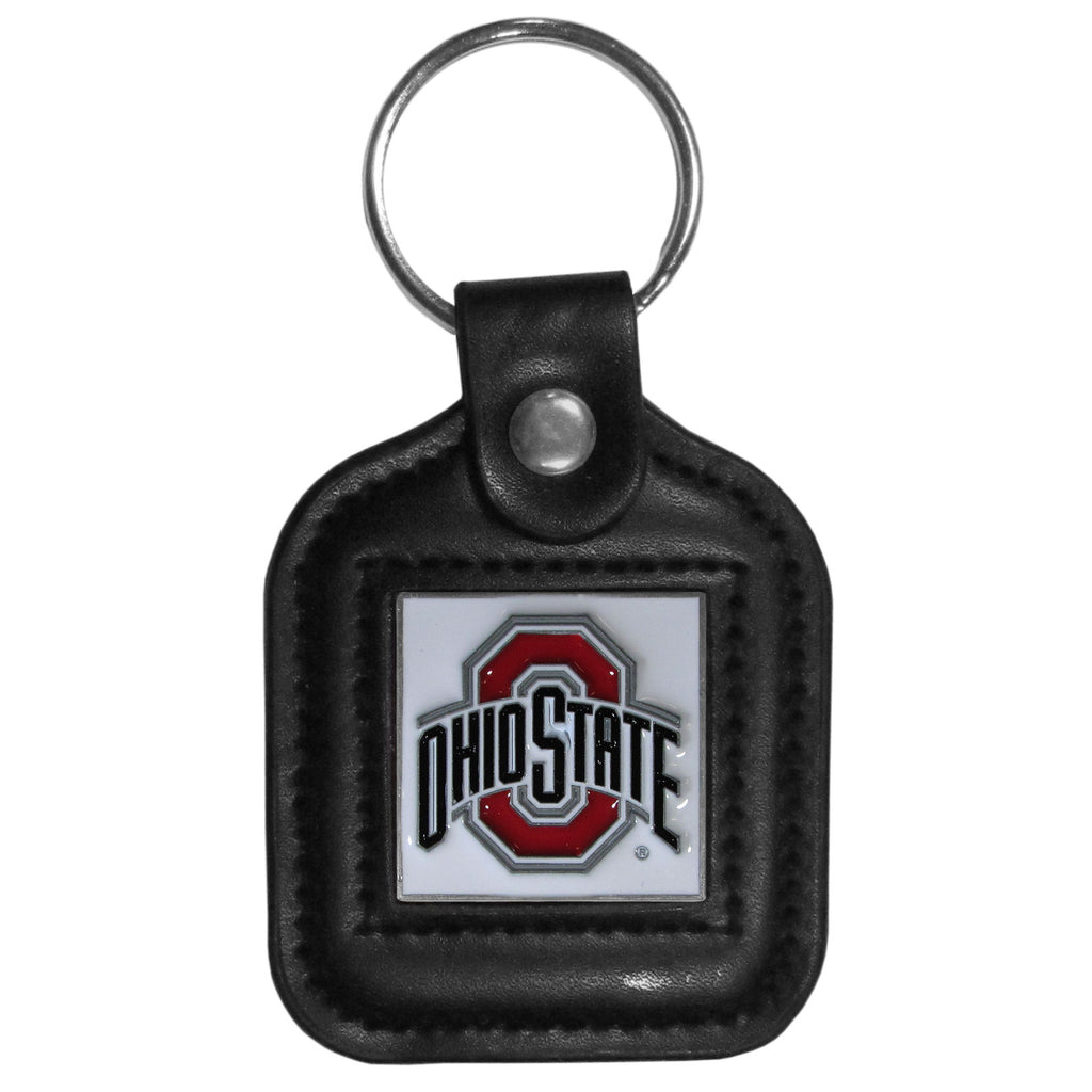 Ohio St. Buckeyes Square Leather Key Chain