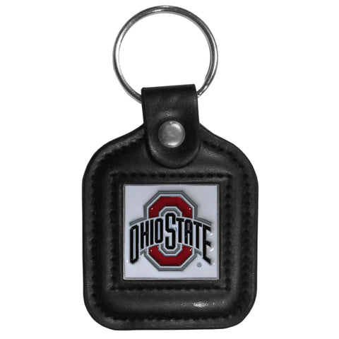 Ohio State Buckeyes   Square Leatherette Key Chain 