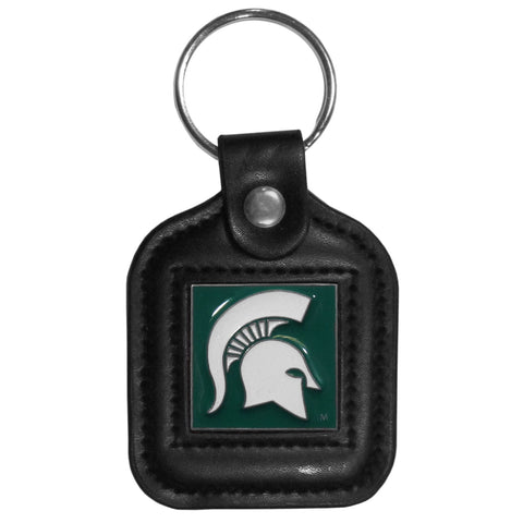 Michigan St. Spartans Square Leather Key Chain