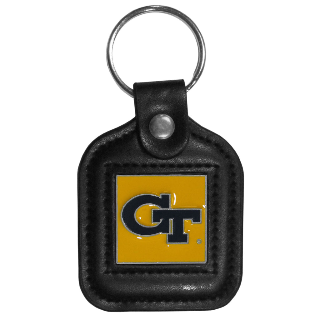 Georgia Tech Yellow Jackets Square Leather Key Chain