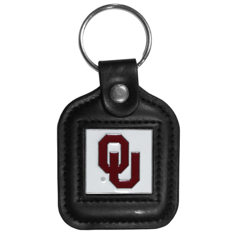 Oklahoma Sooners Square Leather Key Chain