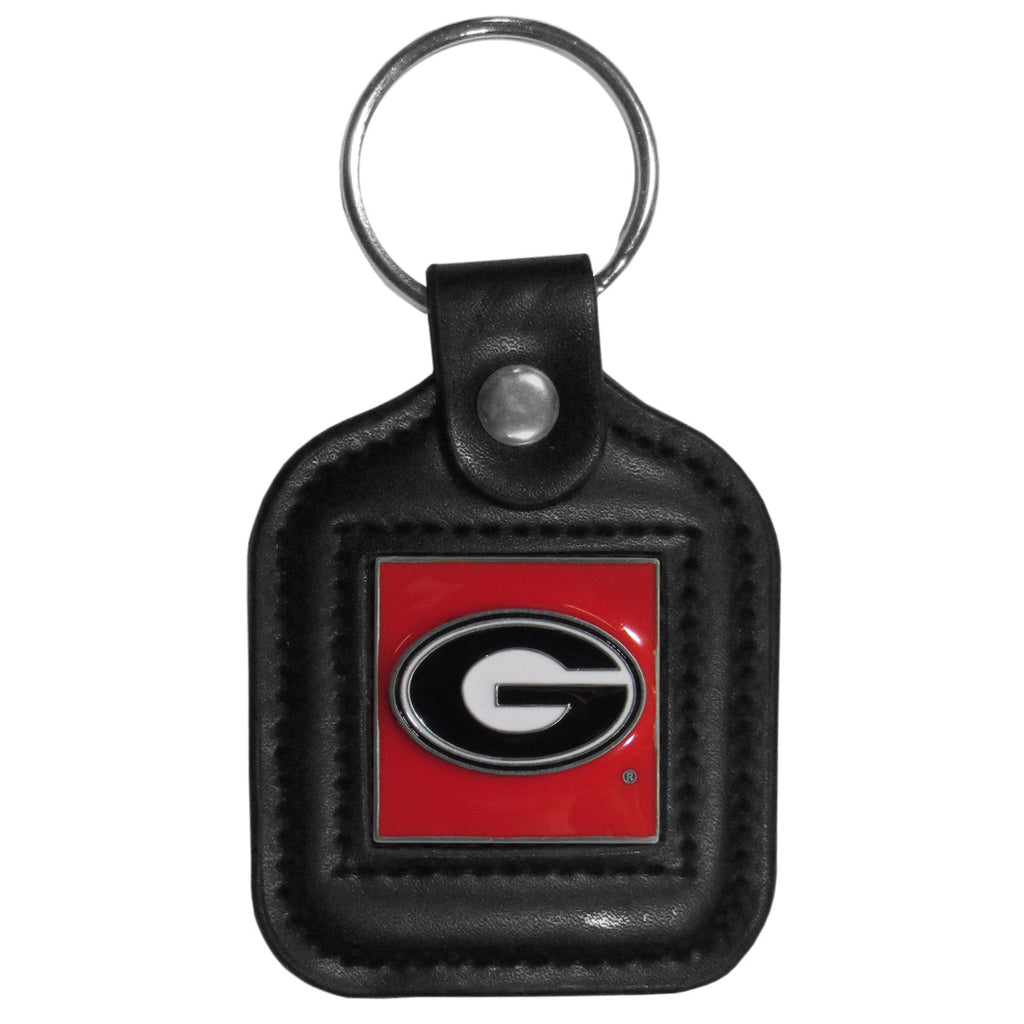 Georgia Bulldogs Square Leather Key Chain