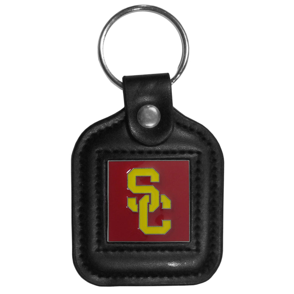 USC Trojans Square Leather Key Chain