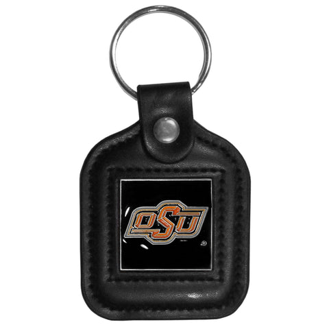 Oklahoma St. Cowboys Square Leather Key Chain